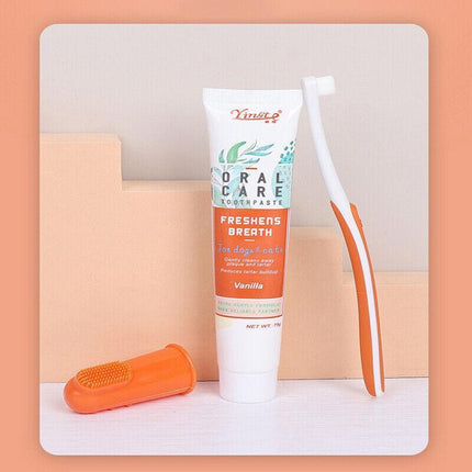 1PC Pet Dog Cat Cleaning Toothpaste+ Toothbrush+ BackUp Brush Set Vanilla Flavor - Aimall