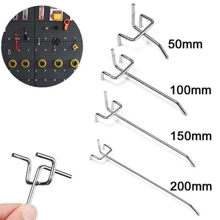 100x Pegboard Hooks Metal Panel Valcano Peg Board hook Steel 50 100 150 200 mm - Aimall
