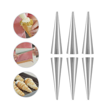 12-20PCS Stainless Steel Bread Baking Tube Cannoli Mold Cream Horn Mould Pastry - Aimall