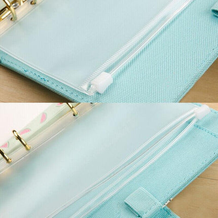 12x A5/A6/A7 Binder Pocket Zipper 6 Holes PVC Document Filling Bags Clear Kit - Aimall