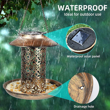 Solar Powered Bird Feeder Light Hanging Outdoor Solar Lamp Solar Garden Light - Aimall