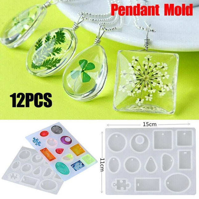 12 Silicone Mould Pendant Jewelry Making Necklace Mold Craft DIY Resin Supplies - Aimall