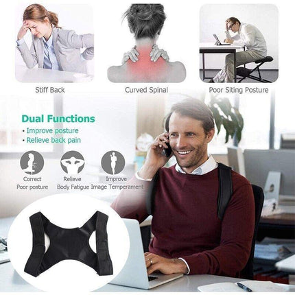 Posture Corrector Women Men Shoulder Brace Back Support Strap Belt Adjustable - Aimall