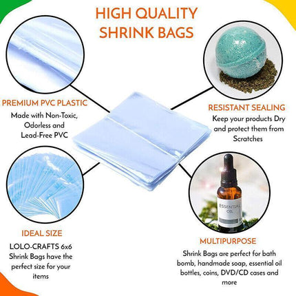 100/300 Heat Shrink Bag Wrap Film PVC Shrinkable Packaging Seal Gift Crafts Soap - Aimall