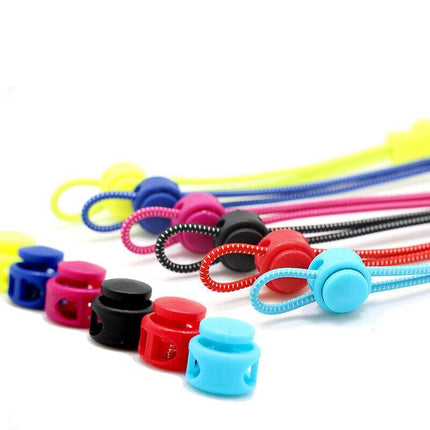 No Tie Elastic Locked Lock Shoelaces Toggle Shoe Laces Sneakers Kids Adults AU - Aimall