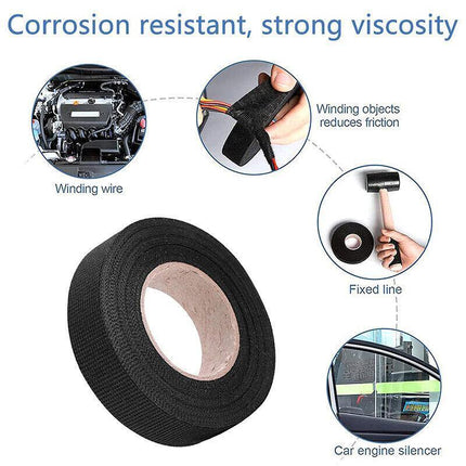 7Roll Electrical Harness Tape Wire Loom Cloth Noise Damping Heat Proof 19mmX15M - Aimall
