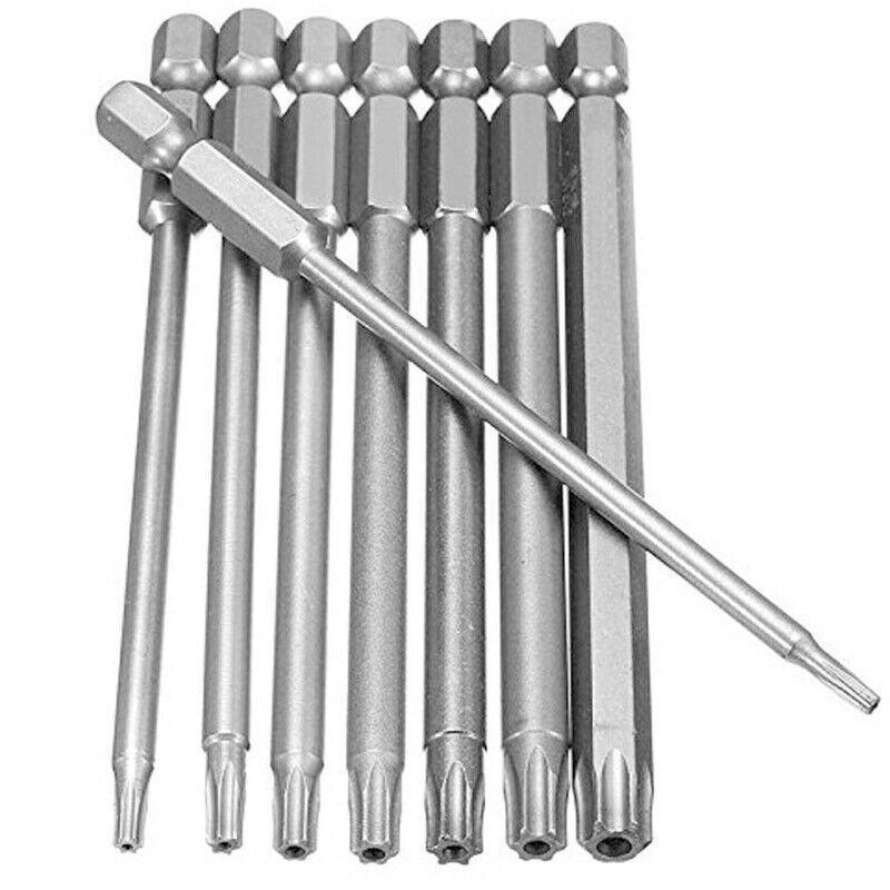 Tr8 Bit 8x T8-T40 Torx Screwdriver Bit Set Hex Security Magnetic Head 100mm ...