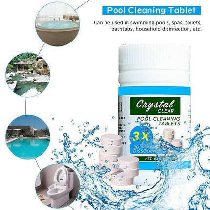 100 Pool Cleaning Tablets Floating Chlorine Hot Tub Chemical Dispenser Cleaner - Aimall