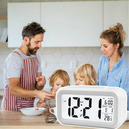 Digital Bedside LED Snooze Alarm Clock Time Temperature Day/Night Desktop Clock - Aimall