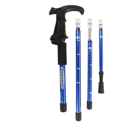 Folding Walking Stick Telescopic Adjustable Antishock Hiking Grip Pole Trekking - Aimall