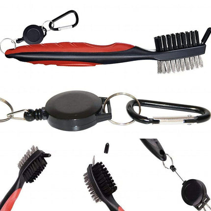 Golf Cleaning Brush Retractable Stock Color Groove Cleaner With Reel Club Ball - Aimall