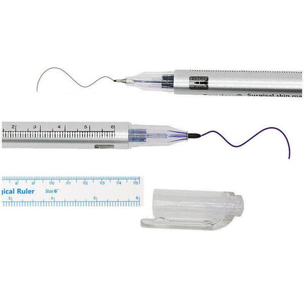 Microblading Tattoo Eyebrow Surgical Skin Marker Pen Ruler Tattoo Piercing 2PCS - Aimall