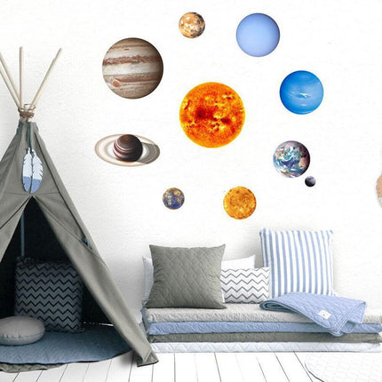 Glow In The Dark Solar System Wall Sticker 10 Planet - Aimall