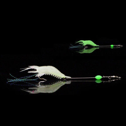6PCSSoft Plastic Fishing Lures Tackle Prawn Shrimp Flathead Bream Cod Bass Glow - Aimall