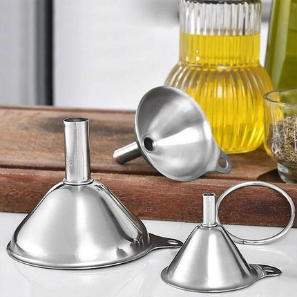3X Stainless Steel Funnel Oil Liquid Funnel Metal Funnel With Detachable Filter - Aimall