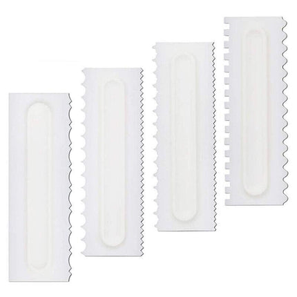 4Pcs Cake Decorating Icing Smoother Edge Frosting Scraper Comb Pastry SpatulasAU - Aimall