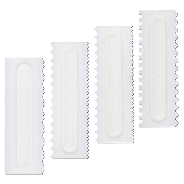 4Pcs Cake Decorating Icing Smoother Edge Frosting Scraper Comb Pastry SpatulasAU - Aimall