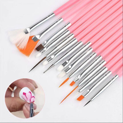 Nail Art Design Brushes Dotting Pen Tool Set Painting UV Gel Drawing Brush 15PCS - Aimall