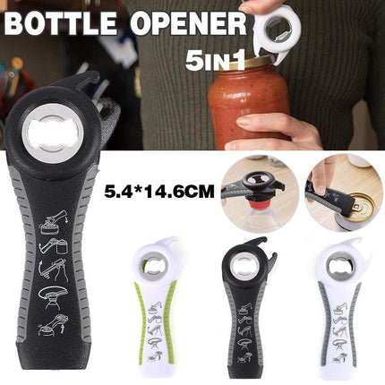 Multi 5 in 1 Manual Cap Kitchen Tool Jar Twist Off Lid Bottle Can Opener Gadget - Aimall