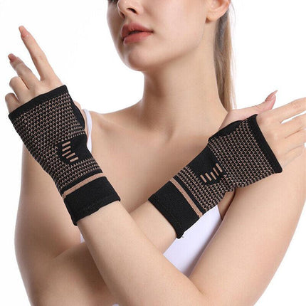 Copper Wrist & Hand Compression Sleeve Support Arthritis Gloves Hand Palm Brace - Aimall