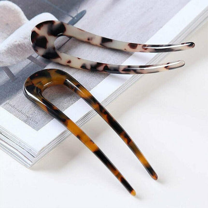2PCS U-Shape Hair Clips Stick Tortoise Shell Hairstyle Hair Pin Hair Accessories - Aimall