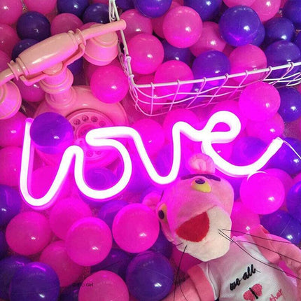 LED Neon Sign Lamp USB/Battery Power Home Wedding Decor Love Rainbow Night Light - Aimall