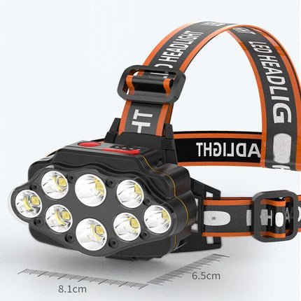 100000LM 8LED T6 Headlamp Headlight Torch Rechargeable Flashlight Work Light AU - Aimall