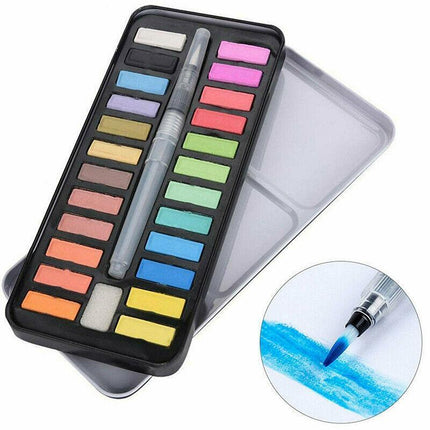 24 Watercolour Paint Set With Brush Painting Water Colour Art Artist KitsAUSTOCK - Aimall