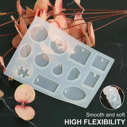 12 Silicone Mould Pendant Jewelry Making Necklace Mold Craft DIY Resin Supplies - Aimall