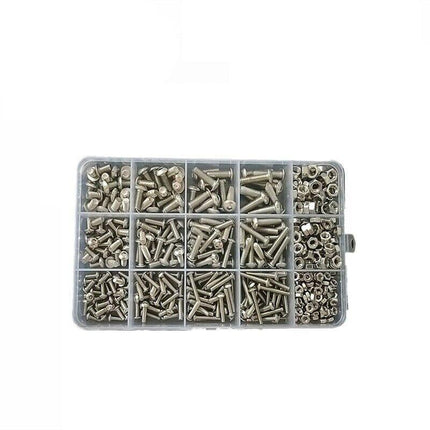 M3 M4 M5 304 500PCS Stainless Steel Hex Socket Button Head Bolts Screws Nuts Kit - Aimall