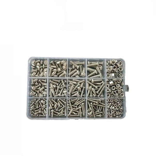 M3 M4 M5 304 500PCS Stainless Steel Hex Socket Button Head Bolts Screws Nuts Kit - Aimall