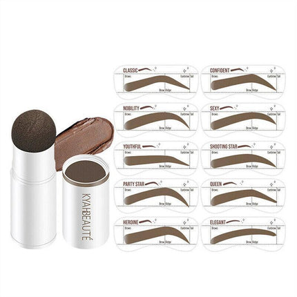 Eyebrow Shaping Kit Waterproof One Step Perfect Brow Stamp Stencils Makeup Set - Aimall