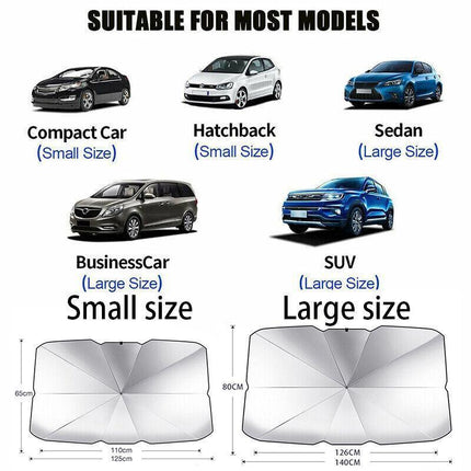Foldable Car Windshield Sunshade Front Window Cover Visor Sun Shade Umbrella - L - Aimall