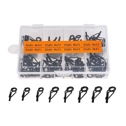 80 Fishing Rod Guide Set Tackle Tips Repair Kits Ring 8 Size Stainless Steel Box - Aimall