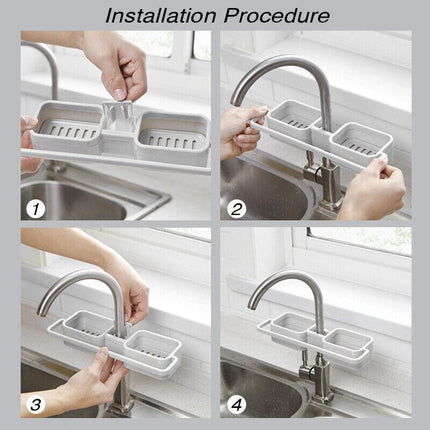 Kitchen Faucet Holder Soap Sponges Caddy Organizer Storage Rack Sink Basket - Aimall
