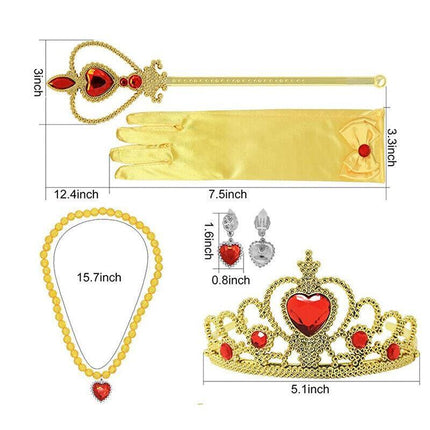 Princess Belle Rapunzel Elsa Costume Accessory Set Tiara Necklace Glove Wand AU - Aimall