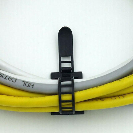 Adjustable Cable Clips Straps Adhesive Cord Management Wire Organizer Black AU - Aimall