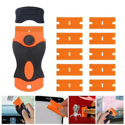 Plastic Razor Blade Paint Glue Adhesive Scraper & 10-100PCS Blades Cleaner Tools - Aimall