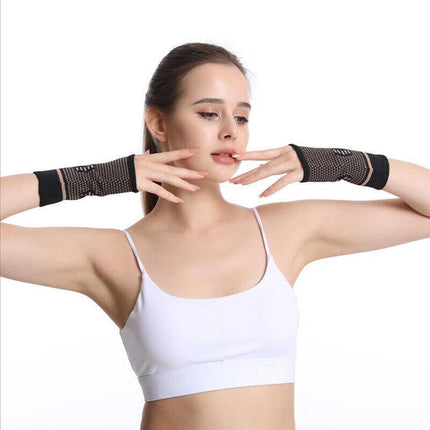 Copper Wrist & Hand Compression Sleeve Support Arthritis Gloves Hand Palm Brace - Aimall
