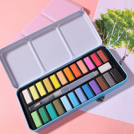 24 Watercolour Paint Set With Brush Painting Water Colour Art Artist KitsAUSTOCK - Aimall