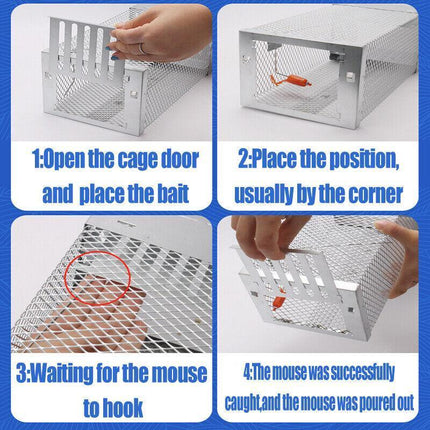 1X Continuous Rat Trap Cage Animal Bait Safe Catch Pest Rodent Mouse Control Box - Aimall
