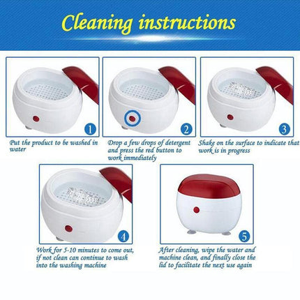 Ultrasonic Mini Jewelry Cleaner Gold Silver Necklace Rings Watches Coin Cleaning - Aimall
