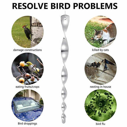 12PCS Reflective Bird Repeller Repellent Wind Twisting Scarer Deterrent Rods AU - Aimall