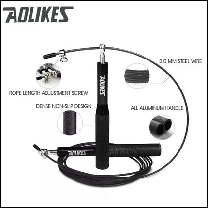 AOLIKES Adjustable High Speed Steel Skipping Jump Rope Dual Bearings Gym Boxing - Aimall