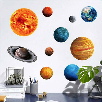 Glow In The Dark Solar System Wall Sticker 10 Planet - Aimall