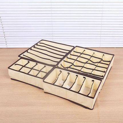 4 PCS/Set Foldable Storage Drawer Organizer Bra Underwear Closet Divider Kit New - Aimall