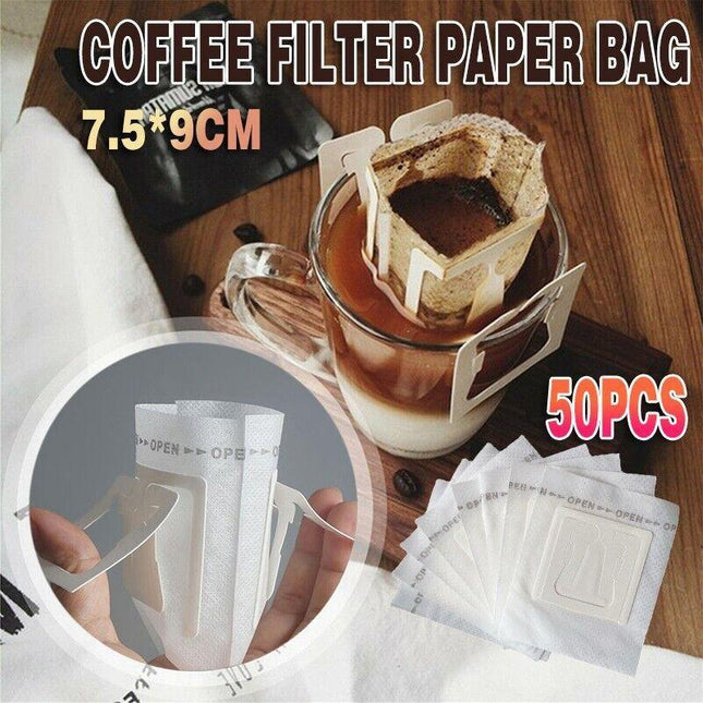 50 x Portable Handing Ear Drip Coffee Filter Paper Bag for Travel Home Office AU - Aimall