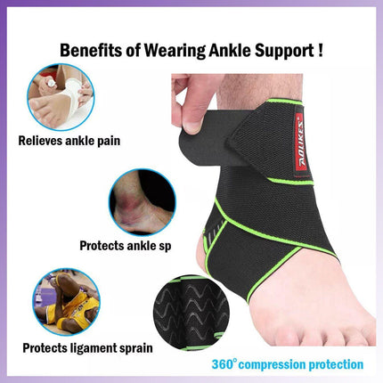 AOLIKES Ankle Brace Support Compression Elastic Foot Wrap Protector Sport AU - Aimall