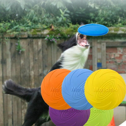 Dog Frisbee Rubber Pet Puppy Safe Exercise Fetch Outdoor Training Toy AU STOCK - Aimall
