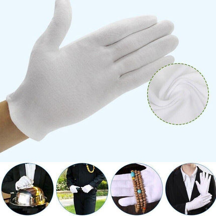 6 Pairs Handling Work Hands Protector Soft Costume Jewellery Cotton White Gloves - Aimall